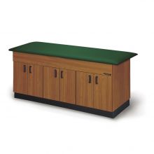 Proteam Cabinet Storage Table w/ Hinged Doors-Wild Cherry-Forest Green