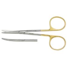 Plastic and Reconstructive Surgery Scissors Padgett 4-1/2 Inch Length Surgical Grade Stainless Steel / Tungsten Carbide NonSterile Finger Ring Handle Curved Blades Blunt Tip / Blunt Tip