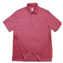 Polo Shirt AuthoredPerfected Polo Large Navy / Tomato Red Stripe 1 Pocket Short Sleeves Male