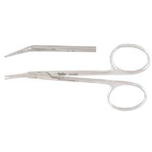 Corneal Scissors Miltex Abeli 4-1/8 Inch Length OR Grade Stainless Steel NonSterile Finger Ring Handle Angled Left Blade Blunt Tip / Blunt Tip