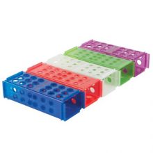 4-Way Test Tube Rack 60 Place 13 X 75 mm / 13 X 100 mm / 16 X 100 mm / 16 X 125 mm / 17 X 120 mm Assorted Colors 2-4/5 X 3-4/5 X 9-1/8 Inch