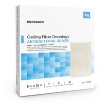 Silver Gel Fiber Dressing McKesson 8 X 12 Inch Rectangle Sterile