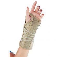FLA Orthopedics 22-15 Soft Fit Suede Finish Wrist Brace-Left-BGE-Large