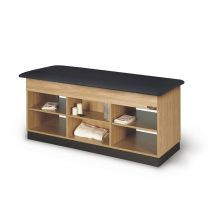Proteam Open Cabinet Storage Table-Natural Oak-Deep Wine