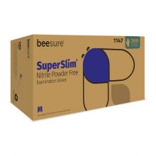 Gloves Exam BeeSure SuperSlim PF Nitrile Latex-Free Sm Midnight Blue 300/Bx, 10 BX/CA