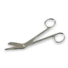 Bandage Scissors Lister 5-1/2 Inch Length Stainless Steel Left Handed Finger Ring Handle Angled Blunt Tip / Blunt Tip