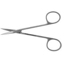 Iris Scissors BR Surgical 4 Inch Length Surgical Grade Stainless Steel NonSterile Finger Ring Handle Curved Sharp Tip / Sharp Tip 648461