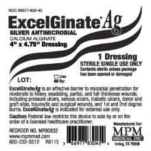 Silver Alginate Dressing ExcelGinate AG 4 X 4-3/4 Inch Rectangle Sterile