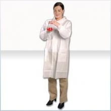 AlphaGuard Lab Coat, Blue, with Inset Sleeve, Tapered Collar, Knit Wrist, Snap Close, 3 Pockets, Small
