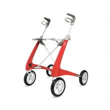 Carbon Fiber Rollator with 16.1" W x 22" H Compact Seat, Red