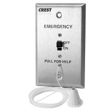 Nurse Call Pullcord Bath Station, Crest Replacement for Jeron, for Dual Status Zoned Systems, 1-Gang
