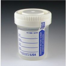 Tite-Rite Sterile Polypropylene Urine Collection Container with Patient ID Label with Tab, Graduated, Attached White Screw Cap, 60 mL (2 oz.)