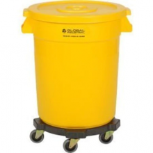 Plastic Trash Can with Lid Dolly - 20 Gallon Yellow