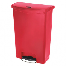 24 gal. Plastic Rectangular Trash Can, Red