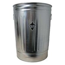 31 gal. Galvanized steel Round Trash Can, Silver