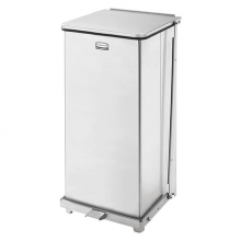 13 gal. Stainless Steel, Rigid Plastic Square Step Can, Silver