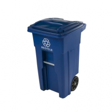 32 gal Blue Polyethylene Wheeled Recycling Bin Lid Included