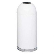 15 gal. Stainless Steel, Galvanized Steel Round Trash Can, White