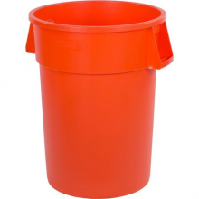 Plastic Trash Can with Lid Dolly - 44 Gallon Bright Orange