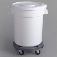 Plastic Trash Can with Lid Dolly - 20 Gallon White