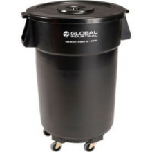 Plastic Trash Can with Lid Dolly - 44 Gallon Black