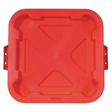 Trash Can Top, Flat, Snap-On Closure, Red