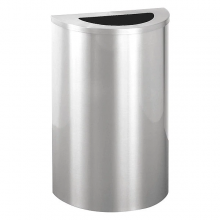 14 gal. Aluminum Half-Round Trash Can, Silver
