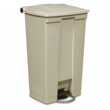 23 gal. HDPE Base/Polypropylene Lid Rectangular Trash Can, Beige