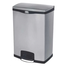 24 gal. Stainless Steel Rectangular Trash Can, Silver