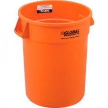 Plastic Trash Can - 32 Gallon Bright Orange