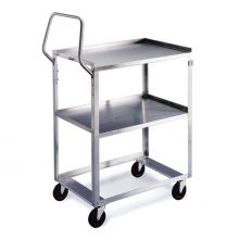 Stainless Steel Utility Cart, 300 lb., 2 Shelves, Ergonomic Handle