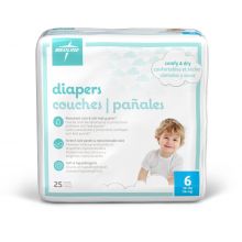 Disposable Baby Diapers, Size 6, 35+ lb. 25/Each
