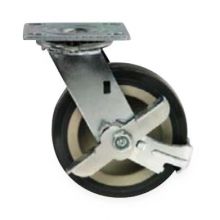 Pneumatic Caster Plate, Swivel with Brake, 6" x 2", 1 Each