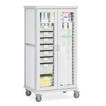 Roam 2 Catheter and Supply Cart with Glass Doors, White, 40.75" W x 28.75" D x 75.25" H