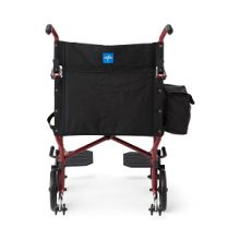 Basic Steel Transport Chair with Permanent Desk-Length Arms and Swing-Away Footrests, 300 lb. Capacity, 19" Wide, Red, Includes Anti-Tippers