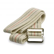 Washable Cotton Gait / Transfer Belt with Metal Buckle, Bariatric, 2" x 72", Beige with Stripes