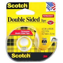Scotch Permanent Double-Sided Tape In Dispenser, 1/2" x 12.5 yd.