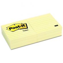 Post-it Canary Yellow 3" x 3" Ruled 100-Sheet Notepads