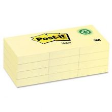 Post-it Canary Yellow Recycled 1.5" x 2" 100-Sheet Adhesive Notes