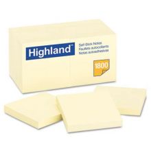 Highland Yellow 3" x 3" 100-Sheet Adhesive Notes