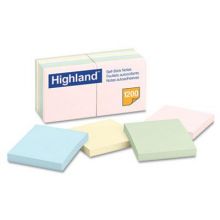 Highland Assorted Pastel Colored 3" x 3" 100-Sheet Adhesive Notes