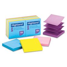 Highland Assorted Bright Colored 3" x 3" 100-Sheet Adhesive Notes