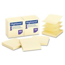 Highland Yellow 3" x 3" Pop-Up 100-Sheet Adhesive Notes