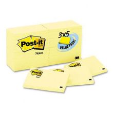 Post-it Canary Yellow 3" x 5" 90-Sheet Adhesive Notes