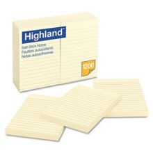 Highland Yellow 4" x 6" Ruled 100-Sheet Adhesive Notes