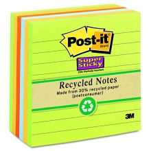 Post-it Bali Colored Recycled 4" x 4" Ruled 90-Sheet Adhesive Notes