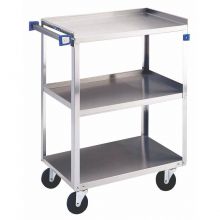 Stainless Steel Utility Cart, 300 lb., 3 Shelves with Guard Rails