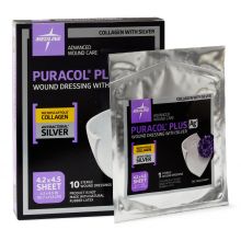 Puracol Plus AG+ Collagen Wound Dressing with Silver, 4.25" W x 4.5" L, in Educational Packaging