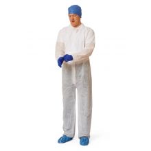 Medium-Weight Spunbond Polypropylene Coveralls with Elastic Wrists and Ankles, Size 4XL, White
