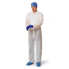 Heavyweight Spunbond Polypropylene Coveralls with Elastic Wrists and Open Ankles, Size XL, White